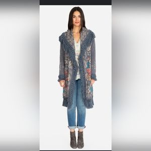 Johnny Was Pfionah Hoodie Cardigan Sweater Jacket Twilight Grey - small